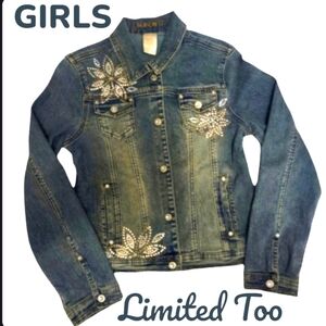 Limited Too Girls Blue Jean Jacket with White Accents